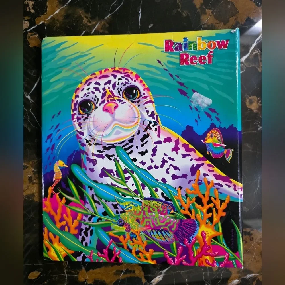 Vintage LISA FRANK Seal Rainbow Reef 3-Ring Binder Portfolio 2.5'